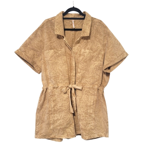 Free People Rhodes Chino Romper, Wheat Fields (Gold), XL, NWOT - Picture 5 of 9